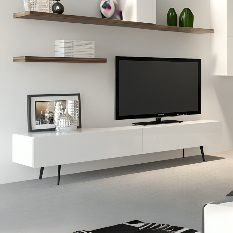 طاولة تلفاز مع وحدة علوية ورف 