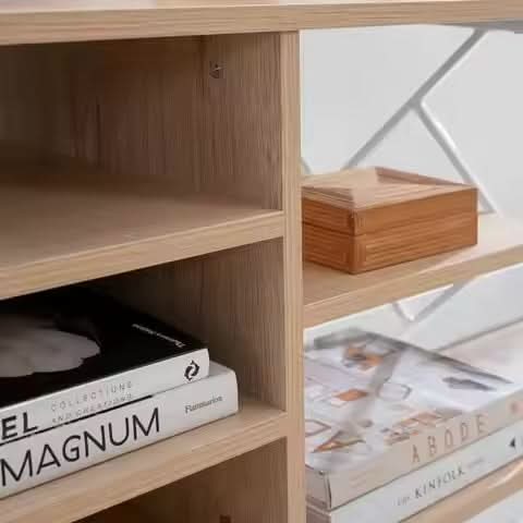 وحدة تخزين خشبية مستطيلة 