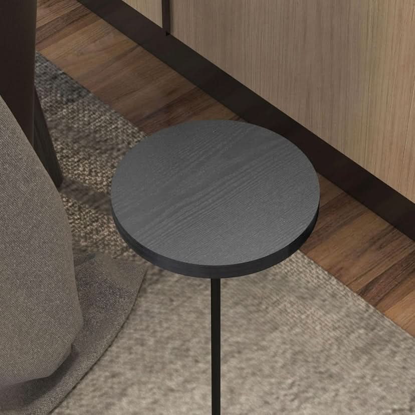 طاولة جانبية رمادي مستديرة 