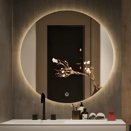 مرايا مستديرة مع إضائة خلفية 