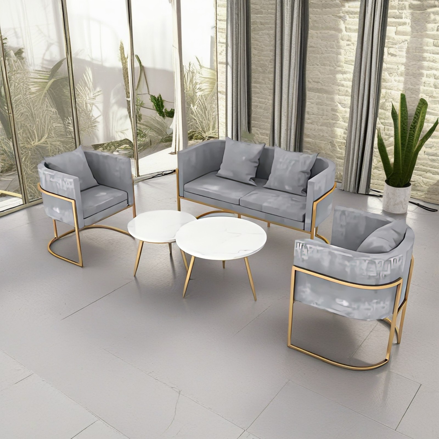 طقم أنتريه مع طاولة قهوة وطاولة جانبية 