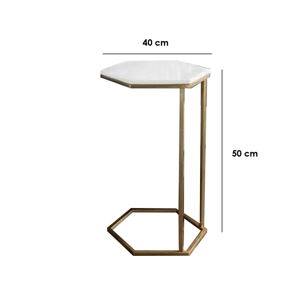 طاولة جانبية معدن بسطح رخام 