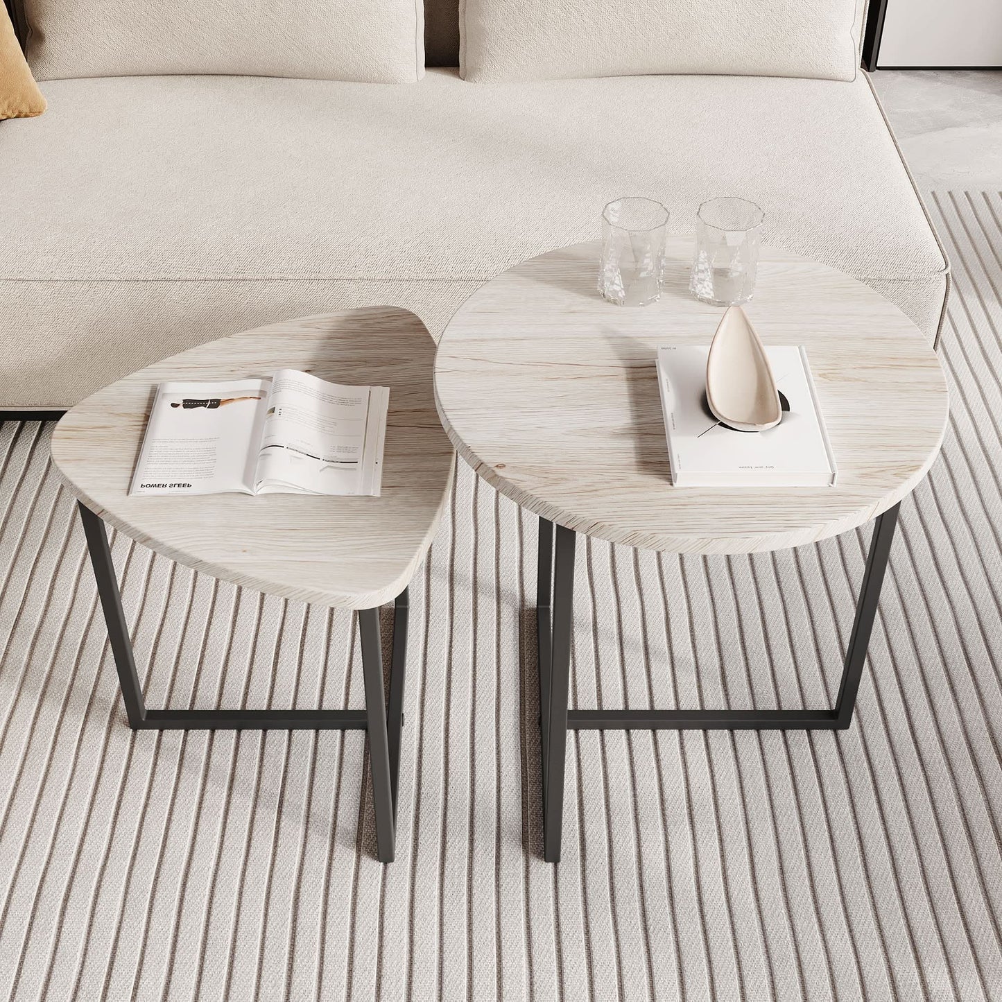 طاولة قهوة دائرية بتصميم مزدوج 