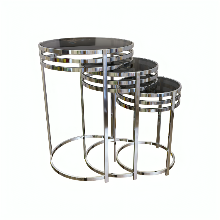 مجموعة طاولات جانبية استانلس ستيل 