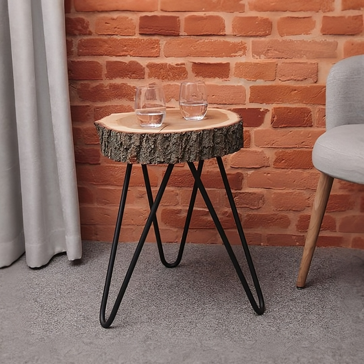 طاولة جانبية خشب طبيعي فاخر 