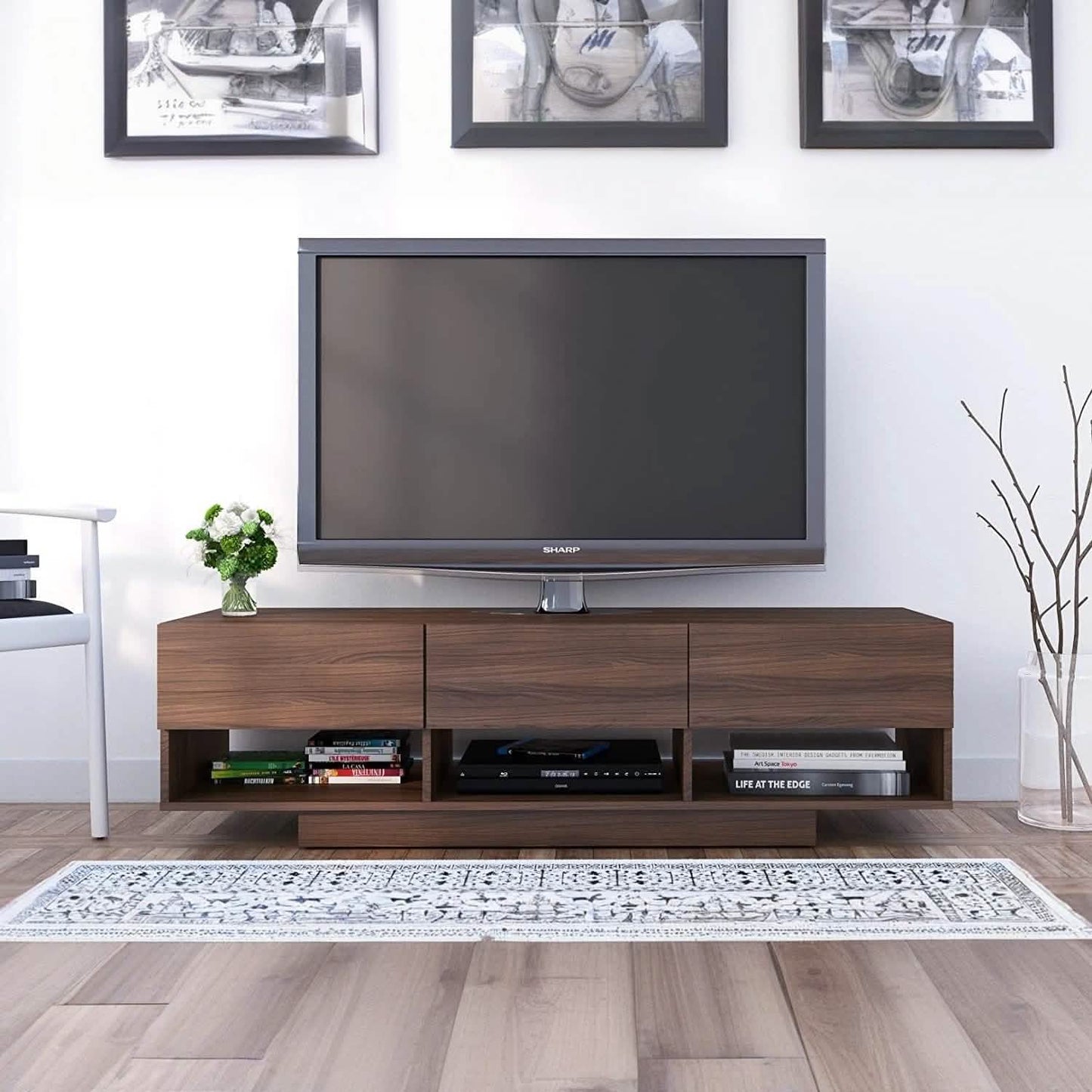 ترابيزة تليفزيون خشب ام دي اف، 150*30*55 سم