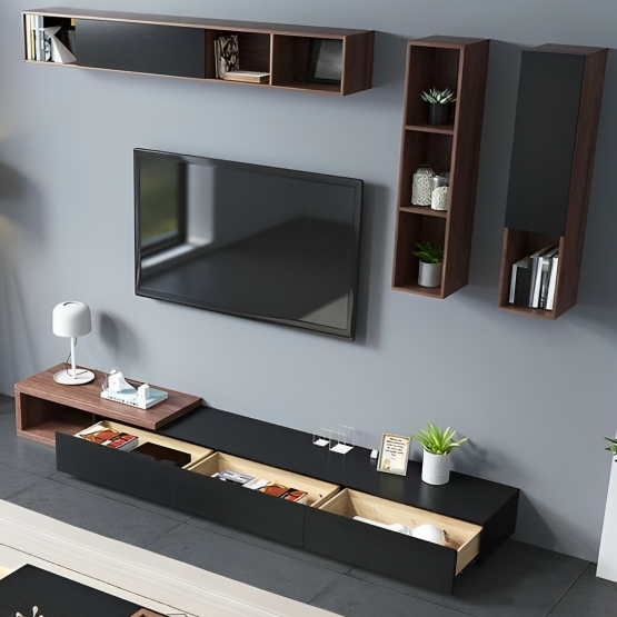 طقم طاولات بأرفف تخزين 