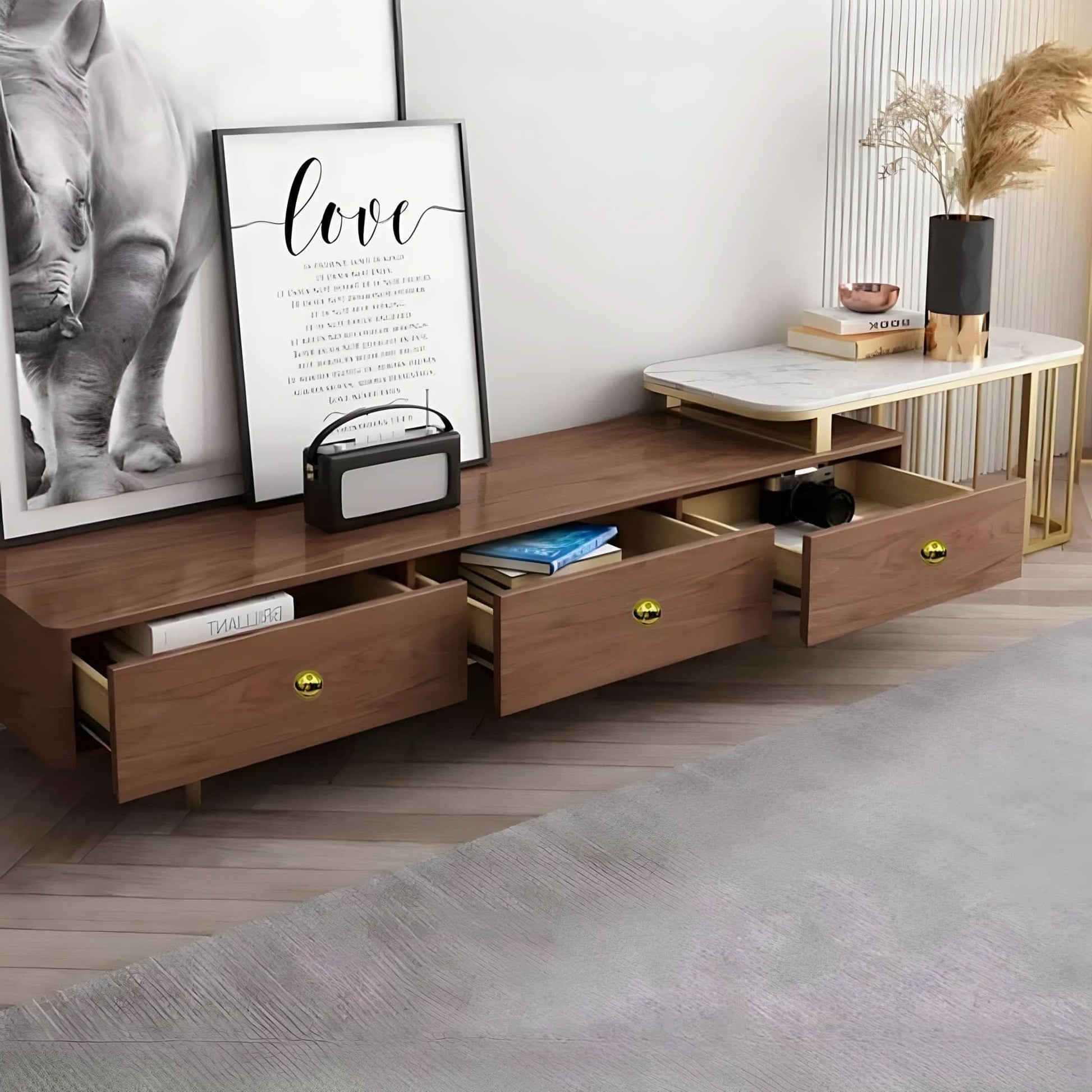 طاولة تلفاز متداخلة ام دي اف 