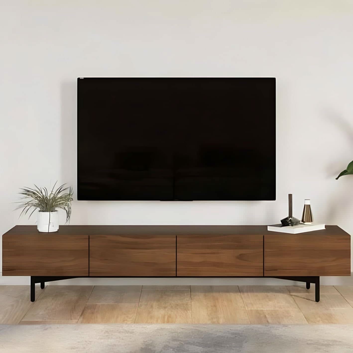 طاولة تلفاز ام دي اف لون بني 