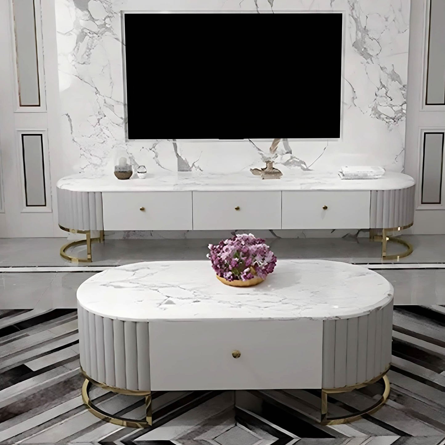 طقم طاولات ام دي اف و استانلس 