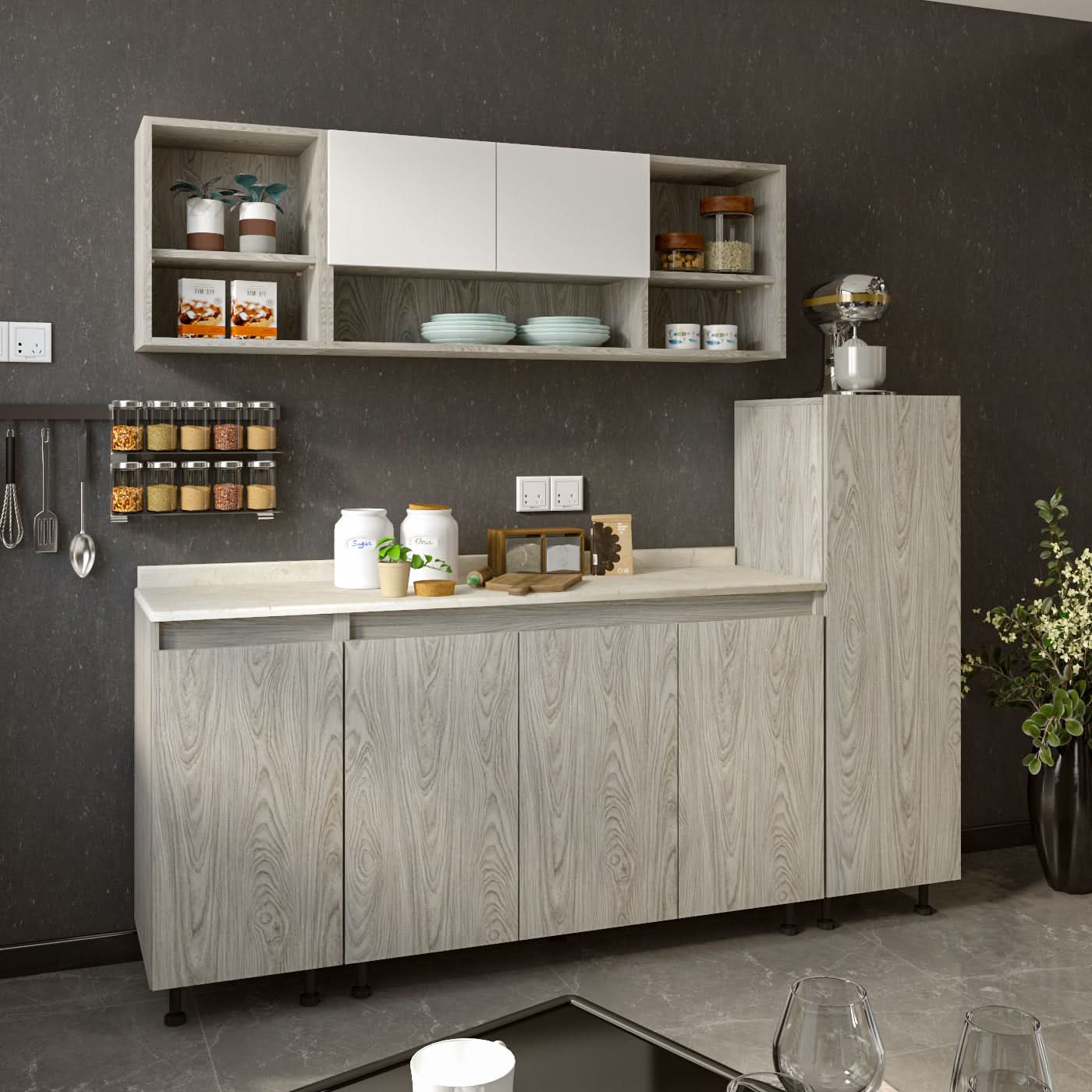 وحدة مطبخ خشبية 