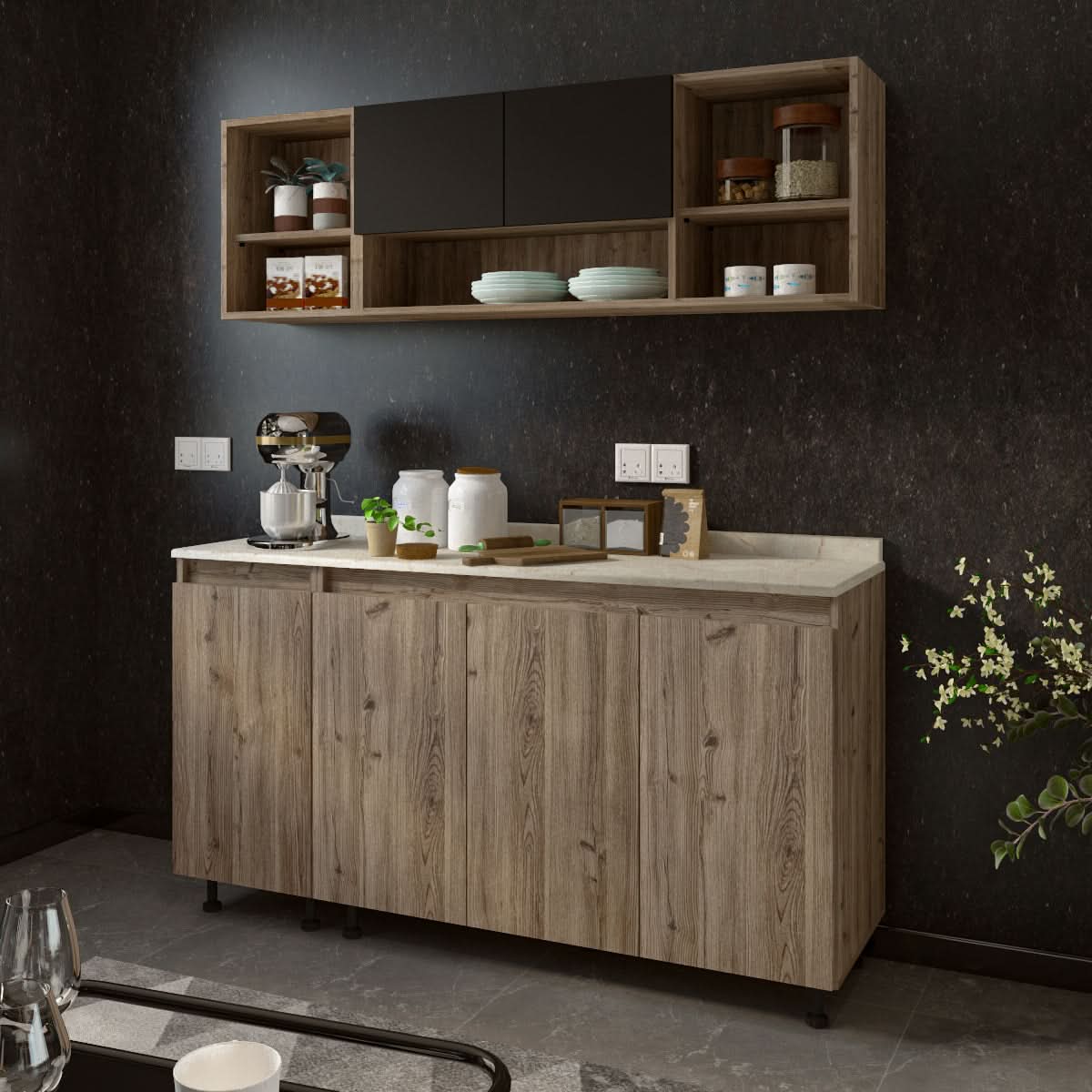 وحدة مطبخ خشبية 