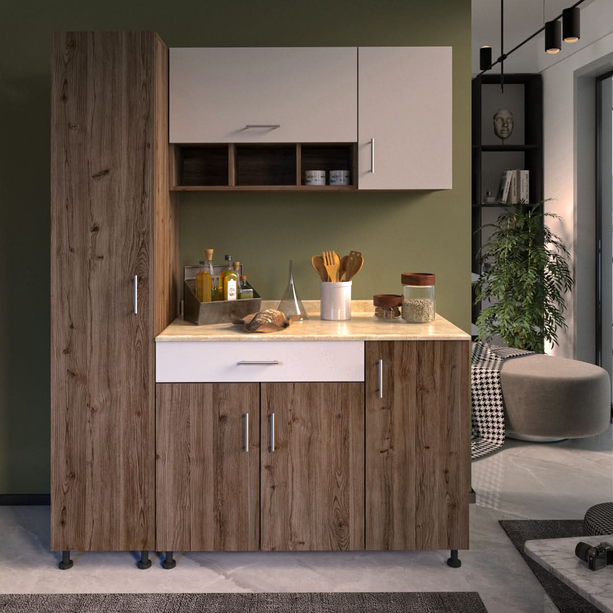 وحدة مطبخ خشبية 