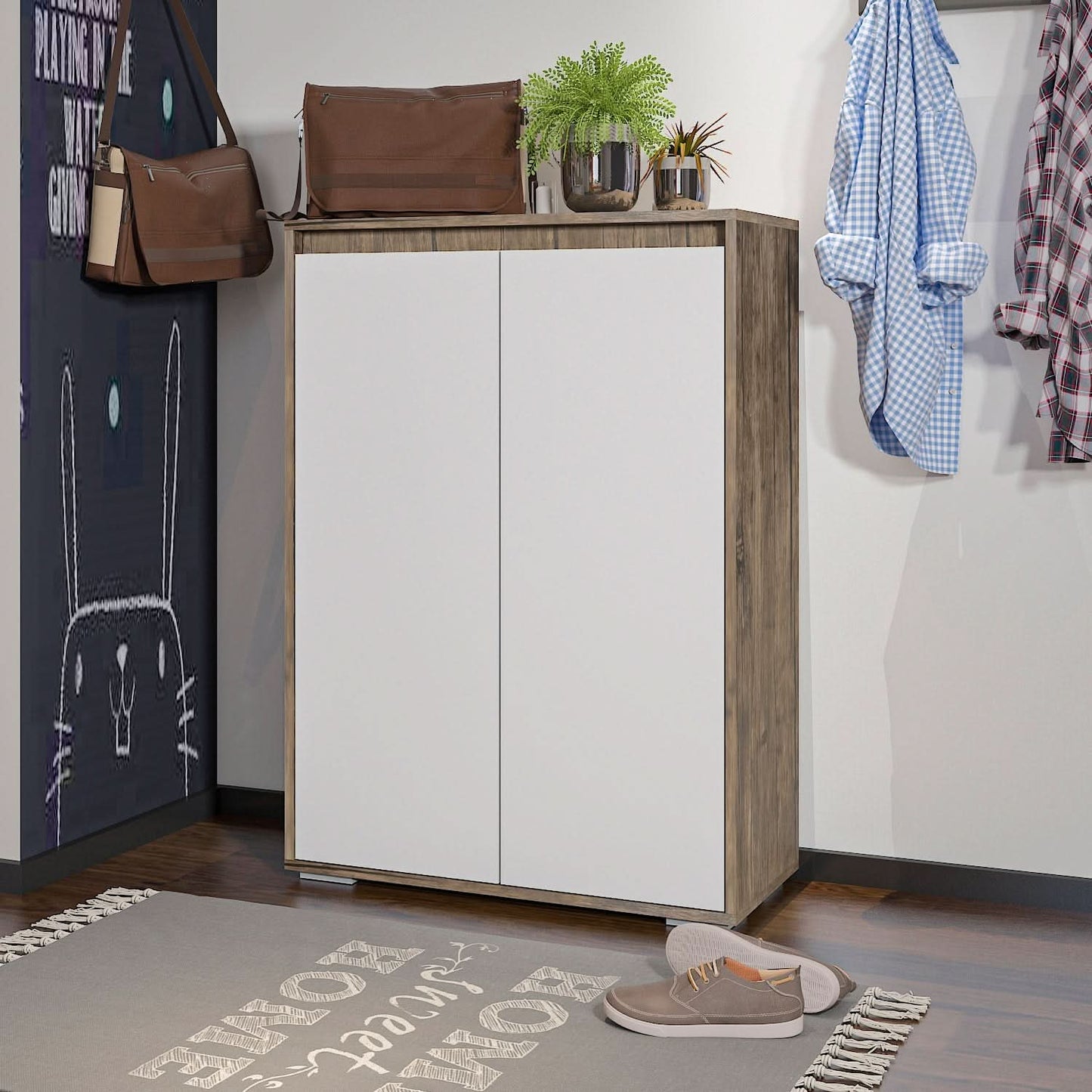 خزانة أحذية احذية خشبية بسيطة 