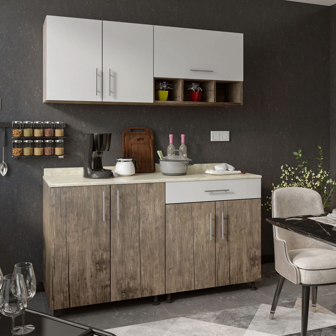 وحدة مطبخ خشبية مميزة 